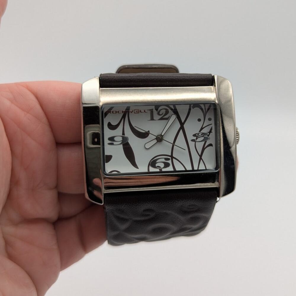 Rockwell Vanessa Leather Watch Embossed Brown Tan Womens Jewelry Wristwatch